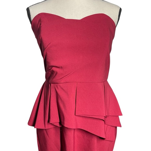 ASOS Elegant burgundy Strapless Dress - Picture 2 of 4